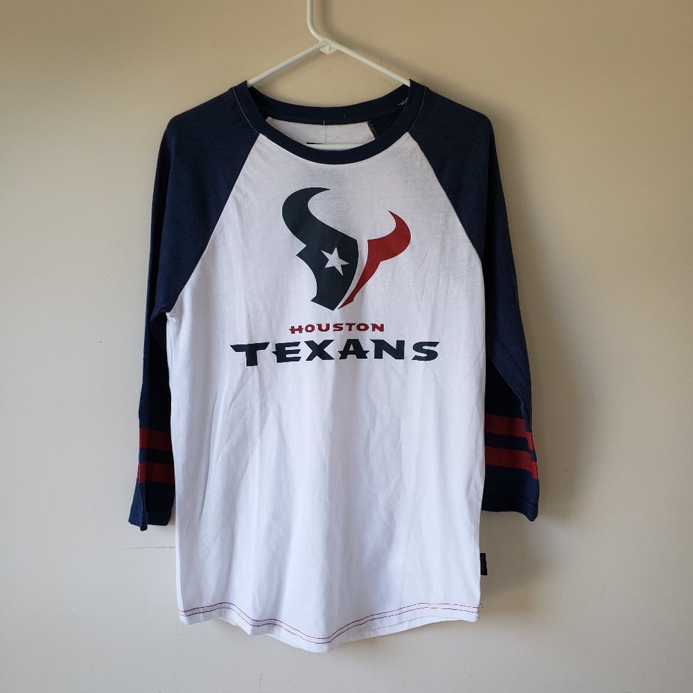 Houston Texans Ultra Game Raglan 3/4 Baseball Shirt NFL Women's Small White NWT
